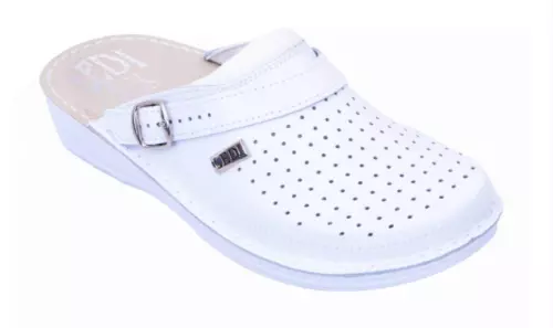 Ledi női/férfi bőr gyógy klumpa fehér csatos 663/18 1 pár