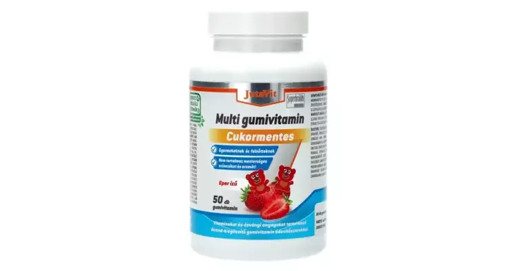 JutaVit Multi cukormentes gumivitamin eper ízű 50x
