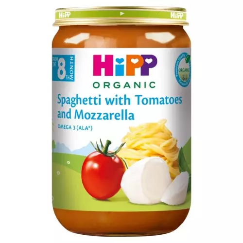 HiPP BIO spagetti paradicsom+ mozzarella 8.hó 220g