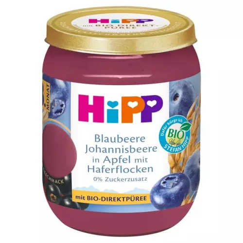 HiPP alma-áfonya-feketeribizli zabpehellyel 8.hó 160g