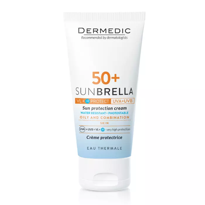 Dermedic Sunbrella Fényvédő arckrém SPF 50+ zsíros és kombinált bőrre 50ml Dermedic Sunbrella Fényvédő arckrém SPF 50+ zsíros és kombinált bőrre 50ml