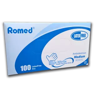 Vizsgálókesztyű nitril ROMED kék  M 1x