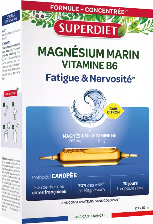 Superdiet tengeri Mg+ B6-vitamin ivóampulla 20x10ml
