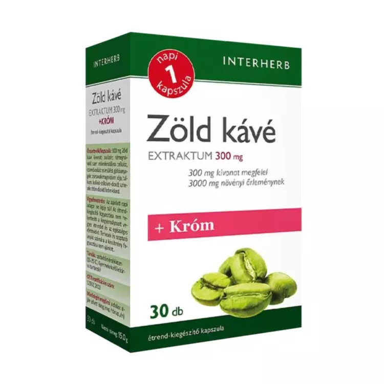 Interherb Napi1 Zöld kávé Extraktum kapszula 30x Interherb Napi1 Zöld kávé Extraktum kapszula 30x