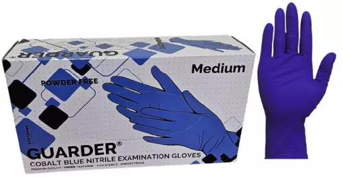 Vizsgálókesztyű nitril GUARDER púdermen. kobalt M 100x