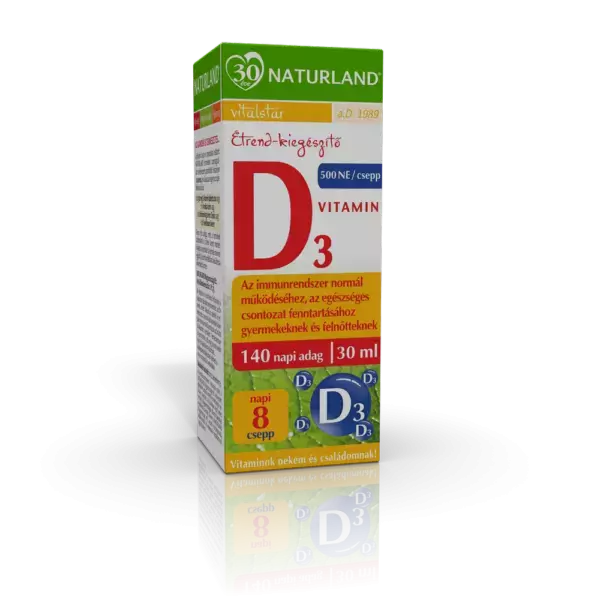 Naturland D3-vitamin étrendkiegészítő csepp 30ml Naturland D3-vitamin étrendkiegészítő csepp 30ml