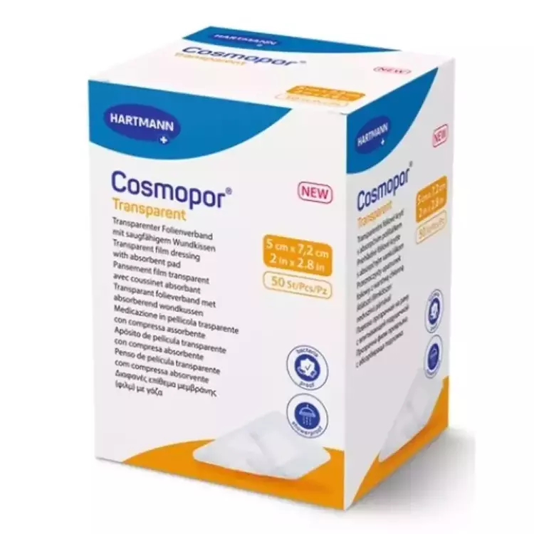Cosmopor transparent filmkötszer 5 cm x 7,2 cm 50x Cosmopor transparent filmkötszer 5 cm x 7,2 cm 50x
