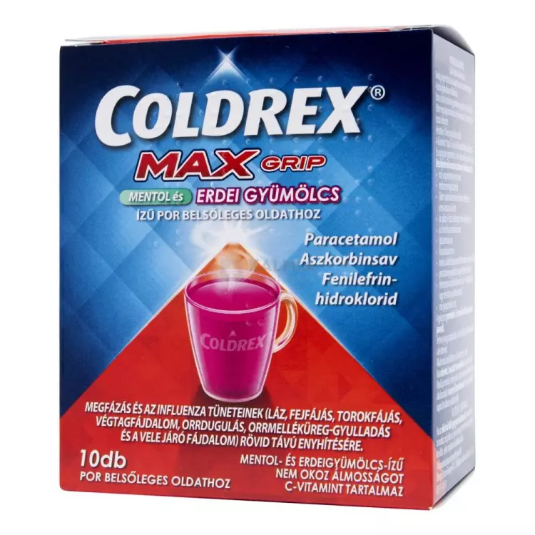 Coldrex MaxGrip mentol és erdei gyümölcs ízű por 10x Coldrex MaxGrip mentol és erdei gyümölcs ízű por 10x