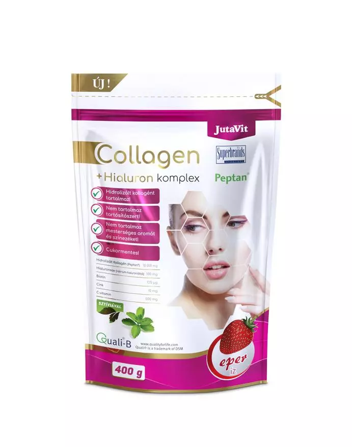 JutaVit Collagen+ Hialuron Komplex por eper íz 400g JutaVit Collagen+ Hialuron Komplex por eper íz 400g