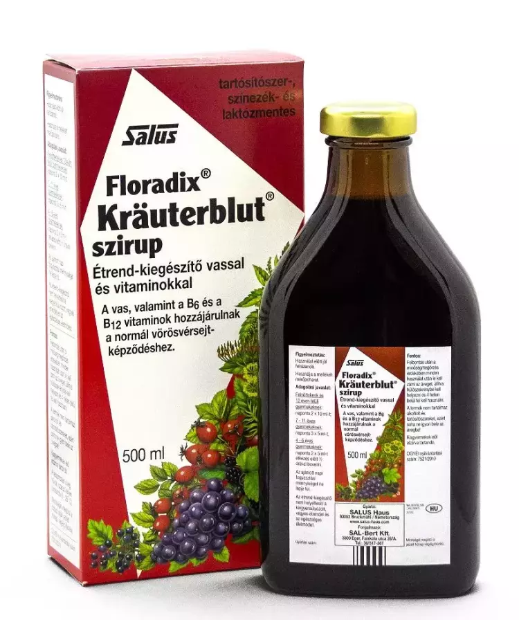 Floradix Krauterblut szirup vassal és vitaminokkal 500ml Floradix Krauterblut szirup vassal és vitaminokkal 500ml