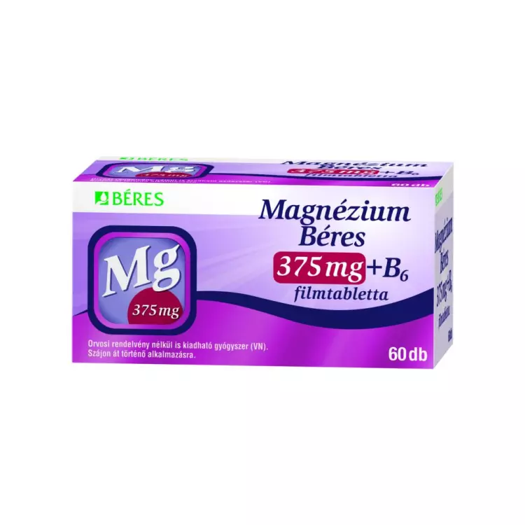 Magnézium Béres 375 mg +B6 filmtabletta 60x Magnézium Béres 375 mg +B6 filmtabletta 60x