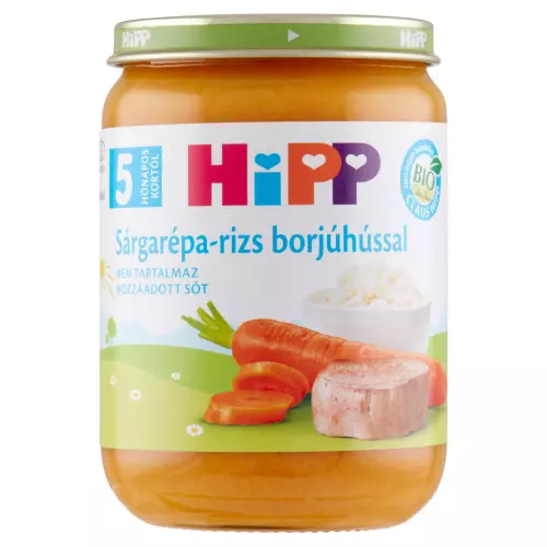 HiPP BIO sárgarépa-rizs borjúhússal 5.hó 190g