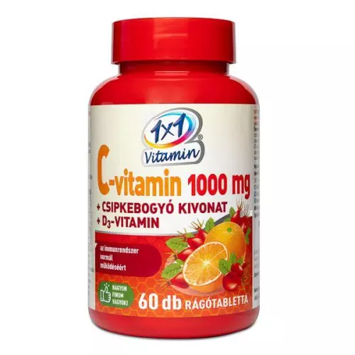 1x1 Vitamin C-vitamin 1000 mg+D3+csipke rágótabl. 60x