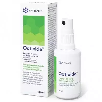 Octicide 1 mg/g + 20 mg/g külsőleges oldatos spray 1x50ml Octicide 1 mg/g + 20 mg/g külsőleges oldatos spray 1x50ml