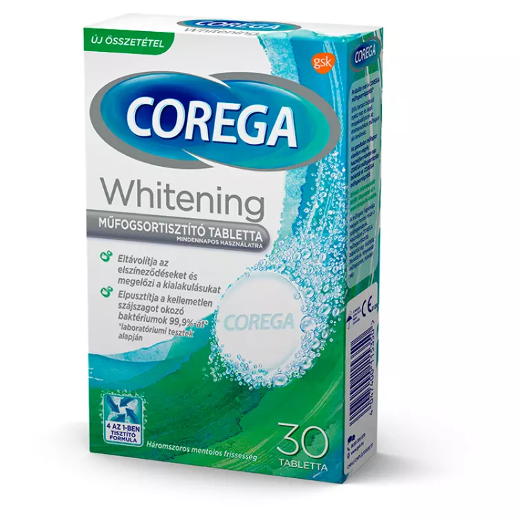 Corega Tabs Dental White tabletta fehérítő hatású 30x Corega Tabs Dental White tabletta fehérítő hatású 30x