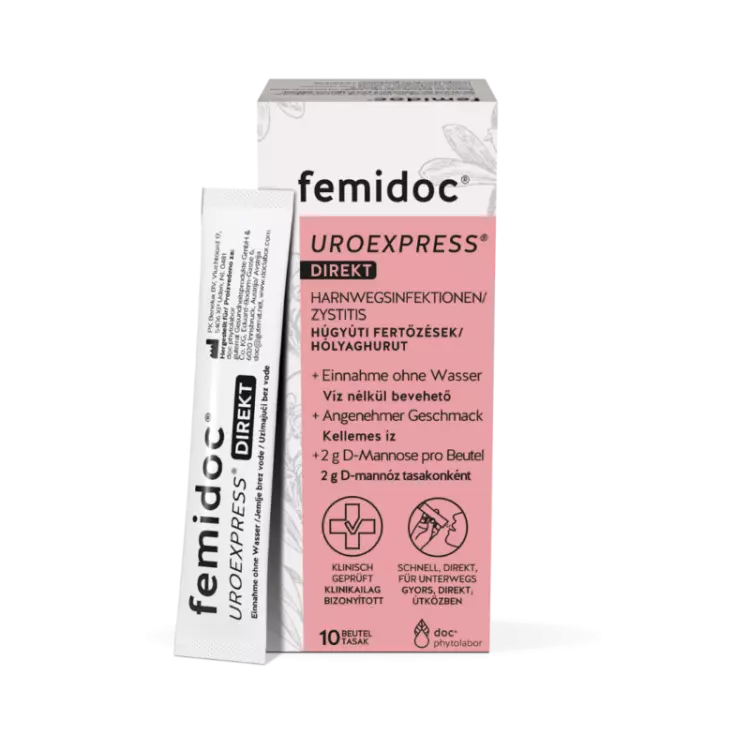 UROEXPRESS Femidoc Direkt D-mannóz por 10x UROEXPRESS Femidoc Direkt D-mannóz por 10x
