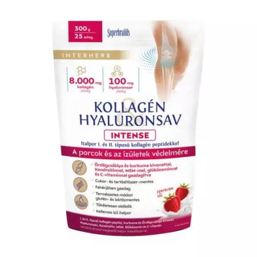 Interherb Intense kollagén-hyaluron italpor eperkrém 300g