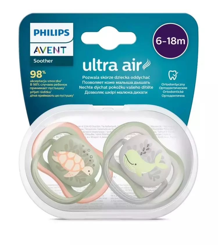Avent Ultra Air játszócumi fiú 6-18hó tengeri 2x Avent Ultra Air játszócumi fiú 6-18hó tengeri 2x