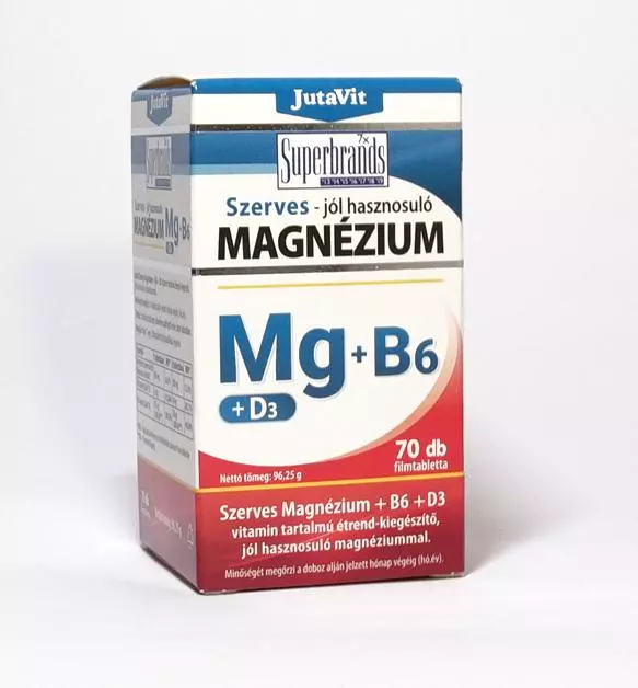 JutaVit Szerves Magnézium + B6 + D3 tabletta 70x JutaVit Szerves Magnézium + B6 + D3 tabletta 70x
