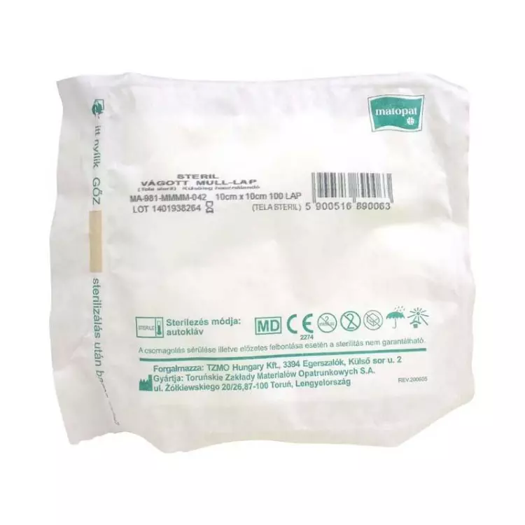 Mull-lap steril vágott Matocomp   10x10cm (100lap) 1x