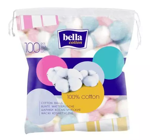Bella Cotton kozmetikai színes vattalabda 100x