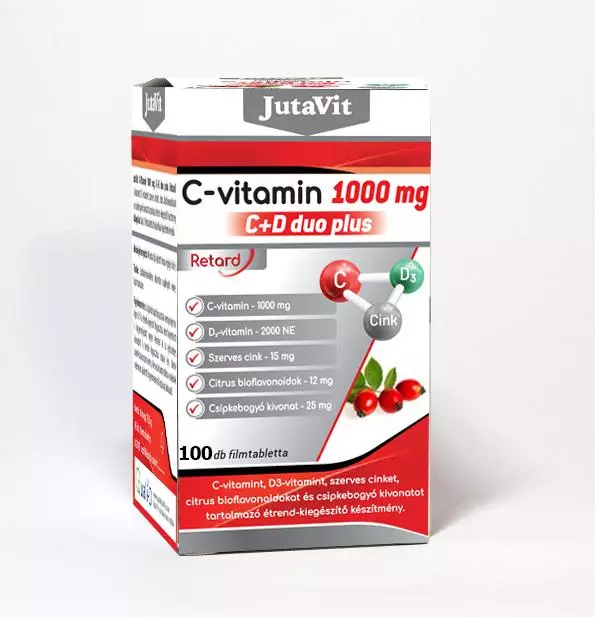 JutaVit C-vitamin 1000 mg C+D Duo Plus tabletta 100x JutaVit C-vitamin 1000 mg C+D Duo Plus tabletta 100x