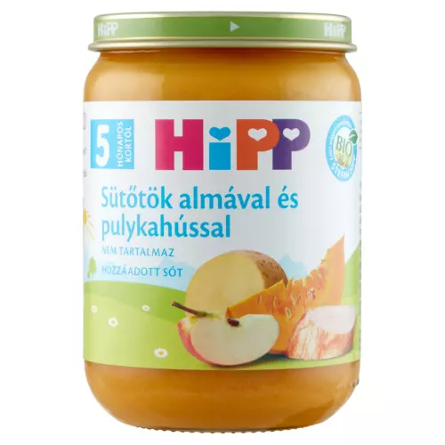 HiPP BIO sütőtök almával+ pulykahússal 5.hó 190g