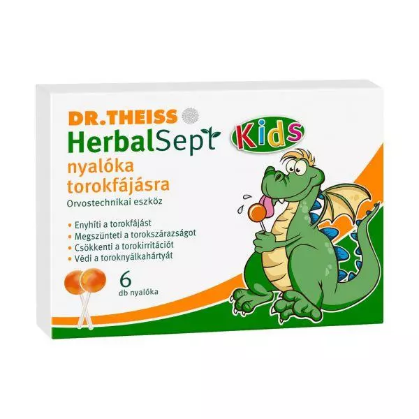 Dr. Theiss HerbalSept Kids nyalóka torokfájásra 6x Dr. Theiss HerbalSept Kids nyalóka torokfájásra 6x