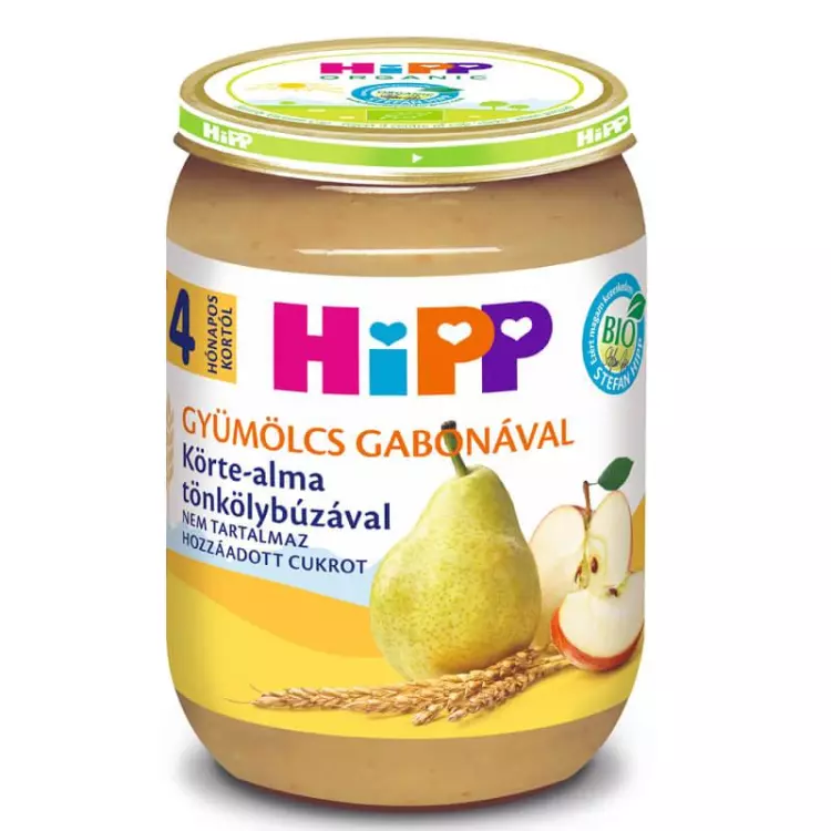 HiPP BIO körte-alma tönkölybúzával 4.hó 190g HiPP BIO körte-alma tönkölybúzával 4.hó 190g