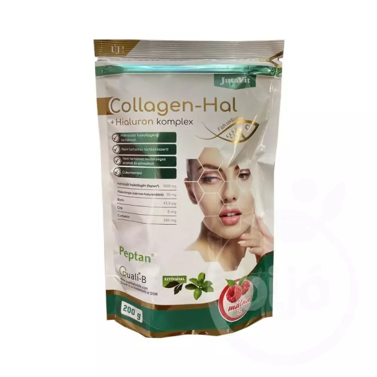 JutaVit Collagen-Hal+ Hialuron komplex por málna 200g JutaVit Collagen-Hal+ Hialuron komplex por málna 200g