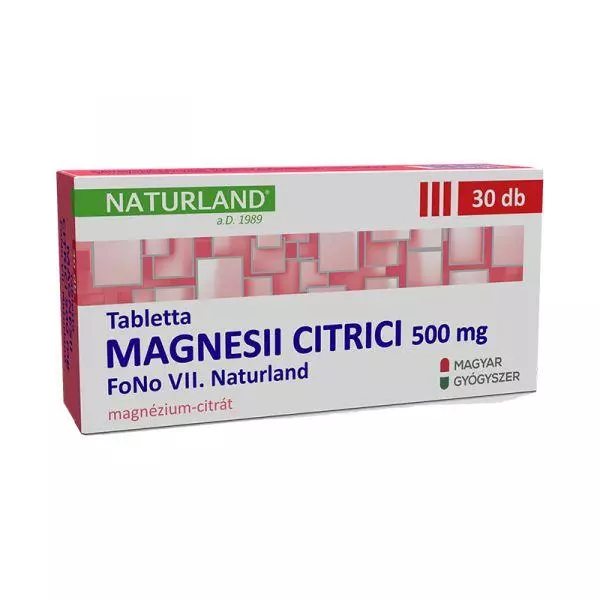 Magnesii citrici Naturland 500 mg tabletta 30x Magnesii citrici Naturland 500 mg tabletta 30x