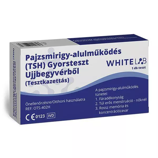 Whitelab Pajzsmirigy alulműködést kimut. TSH teszt 1x