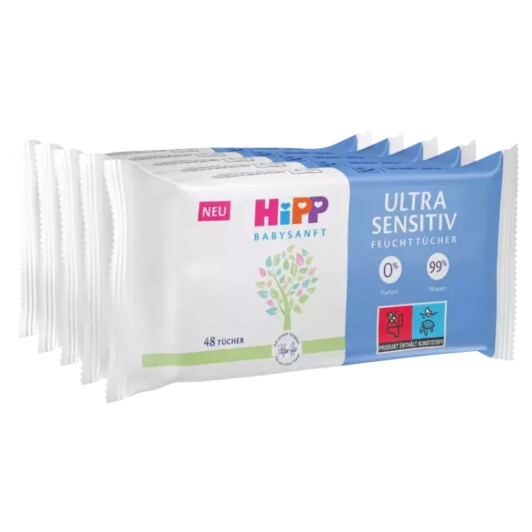 HiPP Babysanft Ultra Sensitive nedves törlőkendő 5x48x HiPP Babysanft Ultra Sensitive nedves törlőkendő 5x48x