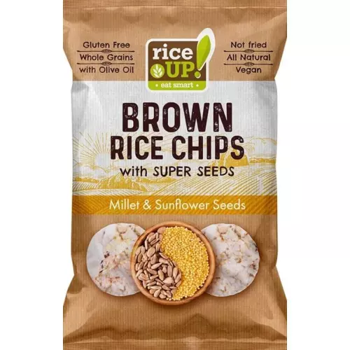 Rice Up barna rizs chips kölessel és napraforg. 25g