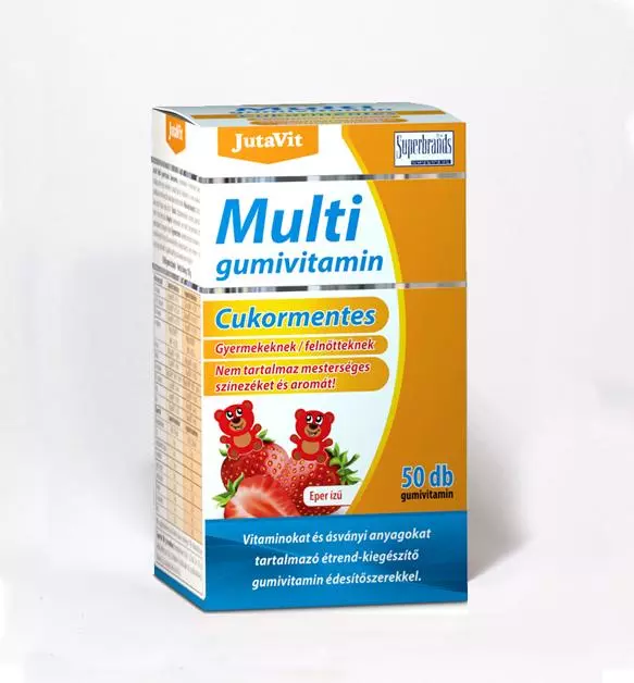 JutaVit Multi cukormentes gumivitamin eper ízű 50x JutaVit Multi cukormentes gumivitamin eper ízű 50x