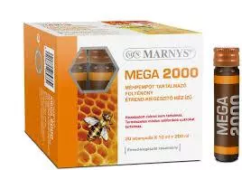 Marnys Mega 2000 méhpempő ivóampulla méz ízű 20x10ml Marnys Mega 2000 méhpempő ivóampulla méz ízű 20x10ml