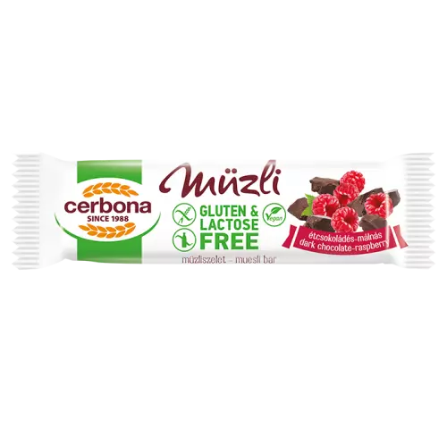 Cerbona gluténmentes müzliszelet étcsoki-málna 35g