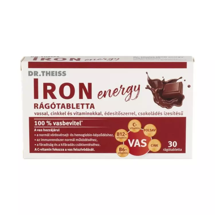 Dr. Theiss Iron energy rágótabletta csokoládé 30x Dr. Theiss Iron energy rágótabletta csokoládé 30x