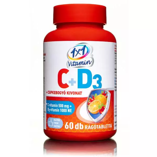 VitaPlus 1x1 Vitaday C-vit. 500 mg+D3+csipke rtbl 60x VitaPlus 1x1 Vitaday C-vit. 500 mg+D3+csipke rtbl 60x
