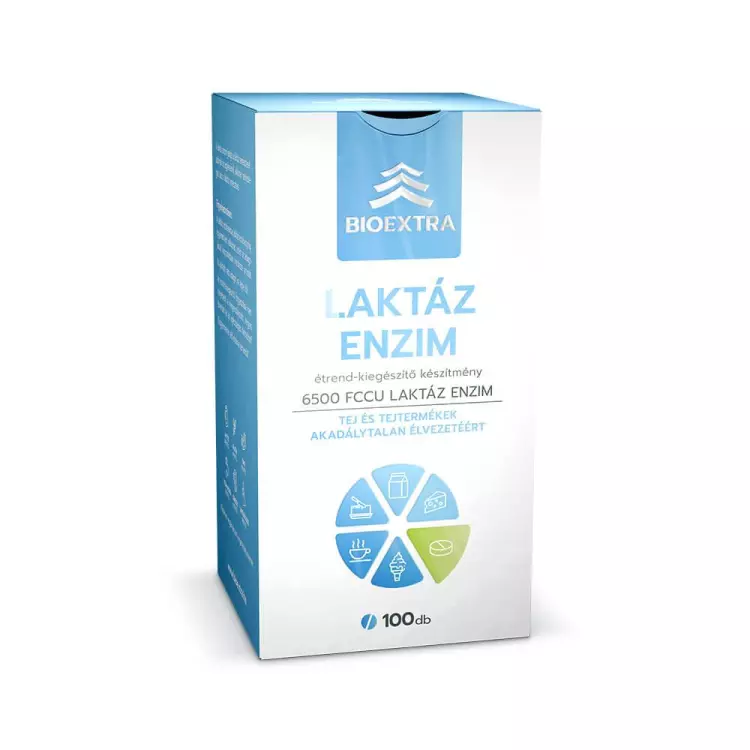 Bioextra Laktáz enzim 6500 FCCU rágótabletta eper ízű 100x Bioextra Laktáz enzim 6500 FCCU rágótabletta eper ízű 100x