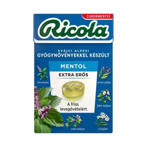 Ricola Mentol cukormentes cukorka extra erős 40g
