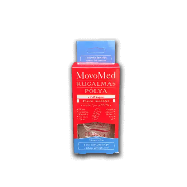 Movo-Med rugalmas pólya 2 kapoccsal 7,5cmx4,5m 1x Movo-Med rugalmas pólya 2 kapoccsal 7,5cmx4,5m 1x