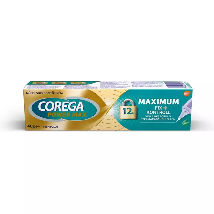 Corega műfogsorrögzítő krém Max.FIX+ Kont.mentolos 40g Corega műfogsorrögzítő krém Max.FIX+ Kont.mentolos 40g