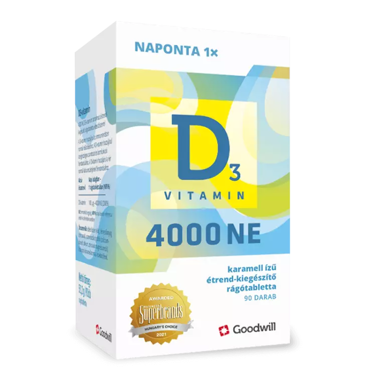 Goodwill D3-vitamin 4000 NE rágótabletta 90x Goodwill D3-vitamin 4000 NE rágótabletta 90x