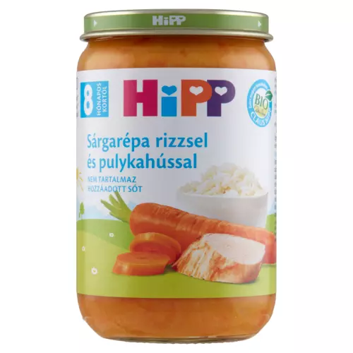 HiPP BIO sárgarépa rizzsel+ pulykahússal 8.hó 220g