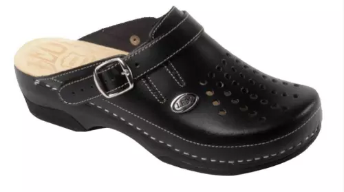 Ledi női bőr klumpa fekete gumis lábfej 552/10 1 pár