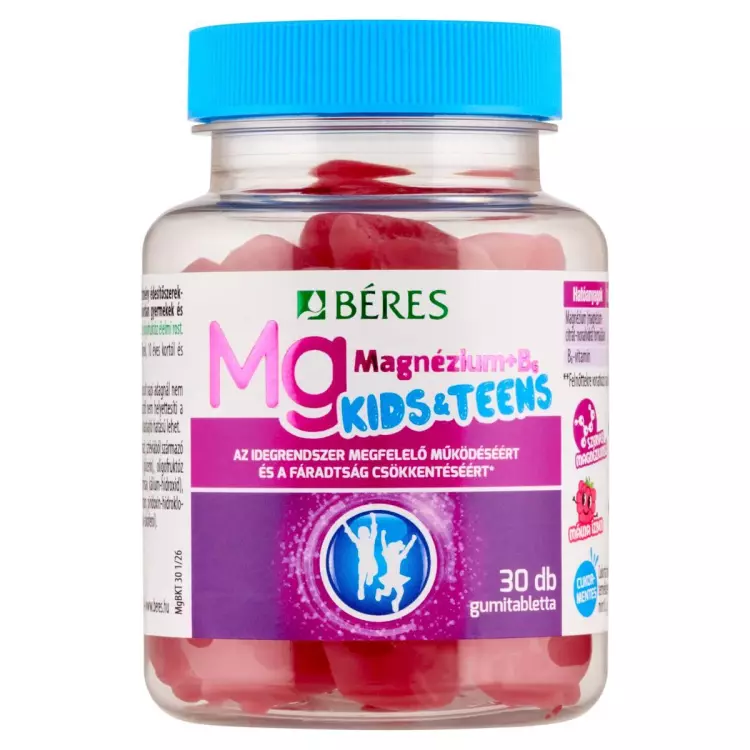 Béres Magnézium B6 gumitabletta Kids/Teens málna 30x