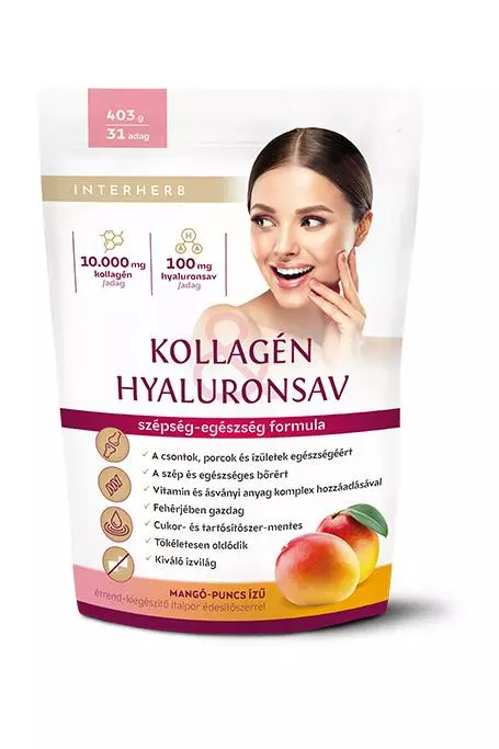 Interherb Kollagén+Hyaluronsav italpor mangó puncs 403g Interherb Kollagén+Hyaluronsav italpor mangó puncs 403g