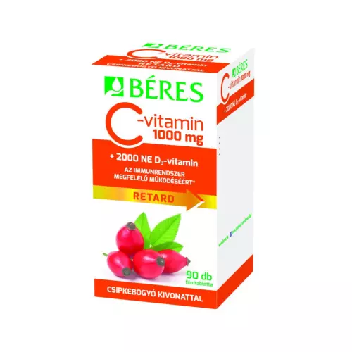 Béres C-vitamin 1000 mg csipke+D3 2000NE ret.tabl. 90x