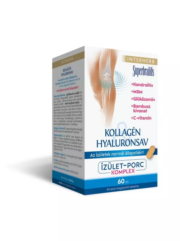 Interherb Kollagén+ Hyaluronsav porcépítő tabletta 60x Interherb Kollagén+ Hyaluronsav porcépítő tabletta 60x